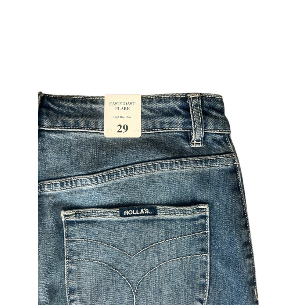Rollas Women’s East Coast Flare High Rise Y2K Flared Stretch Blue Jeans Size 29 - Picture 9 of 12